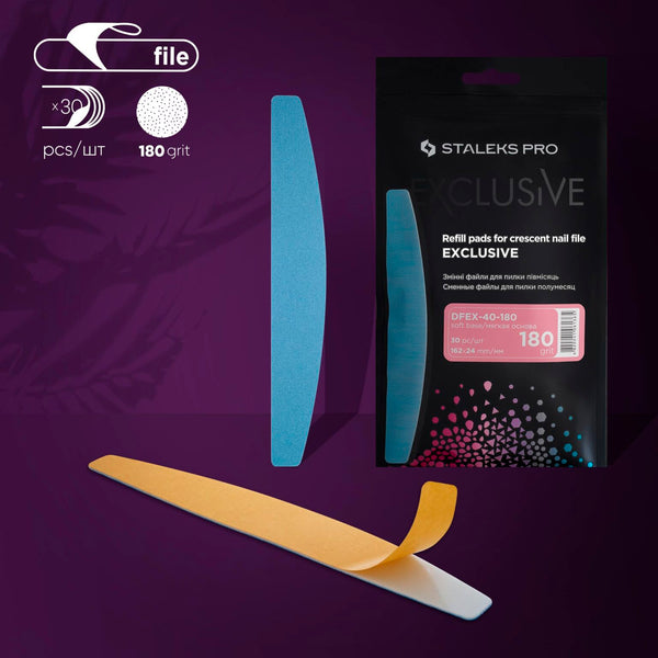 STALEKS Disposable files for crescent nail file on soft foam layer EXCLUSIVE 40 (30 pcs)