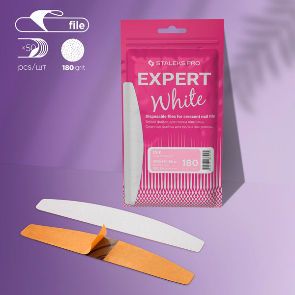 STALEKS EXPERT Disposable white files for crescent nail file (50 pcs)