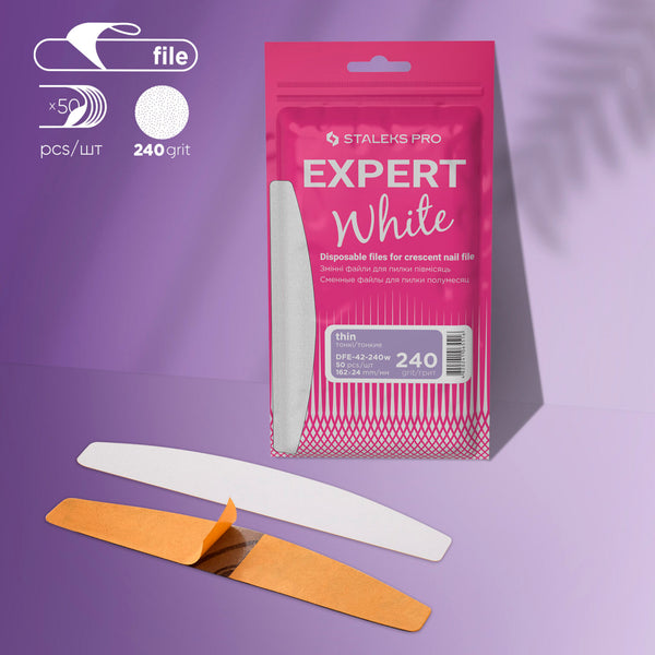 STALEKS EXPERT Disposable white files for crescent nail file (50 pcs)